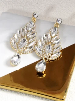 Boucles d'oreilles blanches pour adulte style baroque design géométrique en forme de goutte bijoux de fiançailles