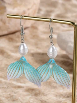 Boucles d'oreilles bohèmes en queue de poisson bleu ciel pour femmes 2026