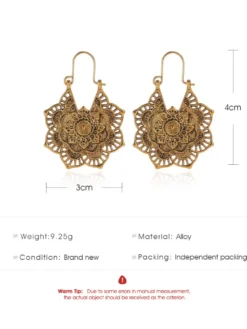 Boucles d'oreilles bohèmes à fleurs creuses pour femmes 2026