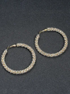Boucles d'oreilles créoles simples à strass pour femmes 2026