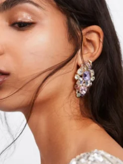 Boucles d'Oreilles Déclaration Strass Boucles d'Oreilles Élégantes Chic