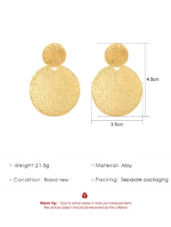 Boucles d'oreilles à disque en métal pour femmes 2026