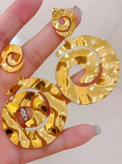 Boucles d'oreilles dorées pour adulte style western décontracté bijoux géométriques métalliques