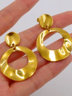 Boucles d'oreilles dorées pour adulte style western décontracté bijoux géométriques métalliques