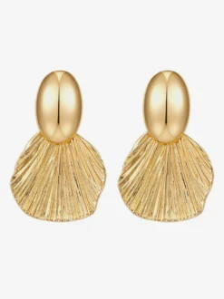 Boucles d'oreilles dorées pour adulte style européen décontracté motif feuille. Bijou de tous les jours.