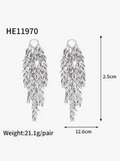 Boucles d'oreilles dorées pour adulte style européen décontracté motif feuille et géométrie. Bijou du quotidien
