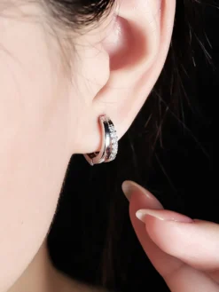 Boucles d'oreilles doubles en zircone pour femmes 2026