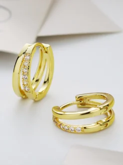 Boucles d'oreilles doubles en zircone pour femmes 2026