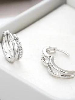 Boucles d'oreilles doubles en zircone pour femmes 2026