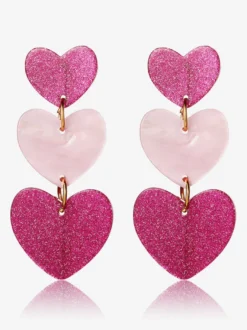 Boucles d'oreilles en acrylique en forme de cœur rose pour femmes 2026