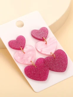 Boucles d'oreilles en acrylique en forme de cœur rose pour femmes 2026