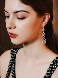 Boucles d'oreilles en argent pour adulte style vintage géométrique irrégulier bijoux de fiançailles