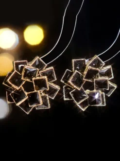 Boucles d'oreilles en strass avec fleurs en verre coloré pour femmes 2026