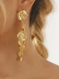 Boucles d'oreilles pendantes longues en métal pour femmes 2026
