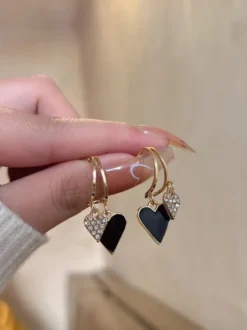 Boucles d'oreilles pendantes double cœur pour femmes 2026