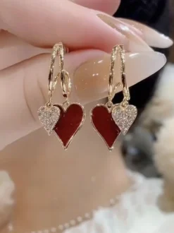 Boucles d'oreilles pendantes double cœur pour femmes 2026