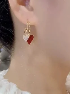 Boucles d'oreilles pendantes double cœur pour femmes 2026