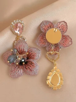 Boucles d'oreilles roses pour adolescentes style villégiature bijoux vintage à fleurs