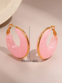 Boucles d'oreilles roses pour adulte style classique géométrique décontracté au quotidien. Bijoux géométriques.