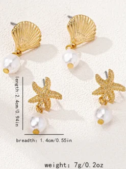 Boucles d'oreilles style océan en forme d'étoile de mer et de coquillage pour femmes 2026