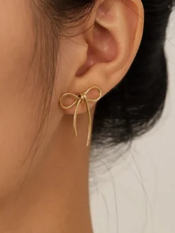 Boucles d'oreilles à tige en or avec nœud papillon pour femme 2026