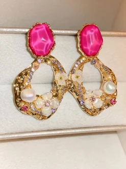 Boucles d'oreilles vertes pour adulte style vintage géométrique pour tous les jours.