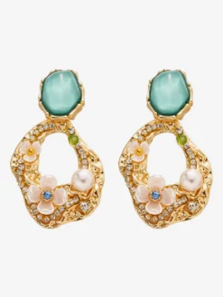 Boucles d'oreilles vertes pour adulte style vintage géométrique pour tous les jours.