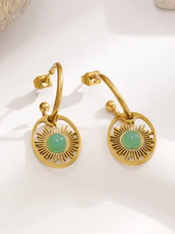 Boucles d'oreilles vertes pour adultes style européen décontracté au quotidien.
