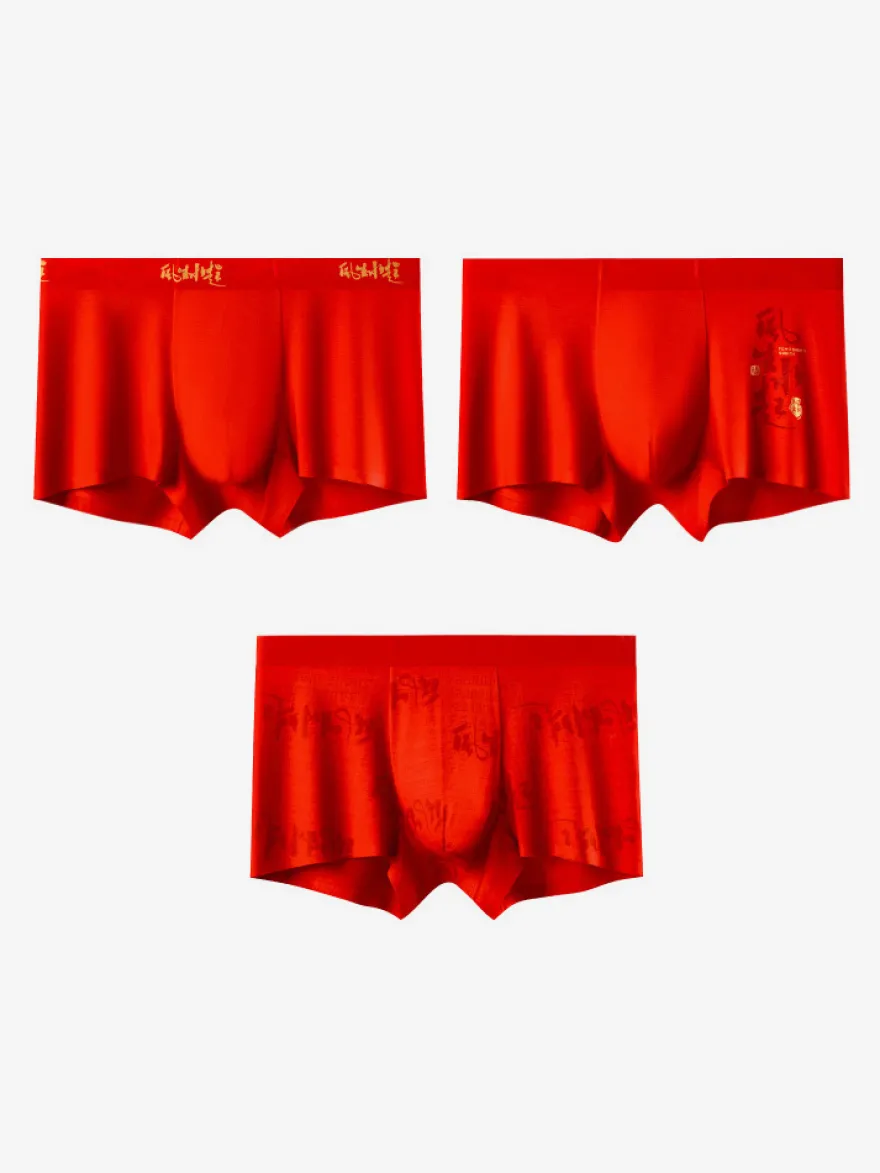 Boxers rouges sans coutures pour homme taille mi-haute lot de 3