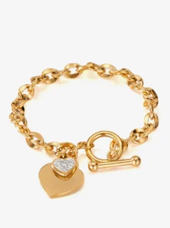 Bracelet à breloques double cœur pour femme 2026