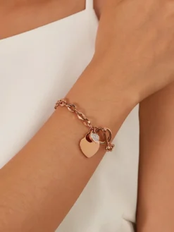 Bracelet à breloques double cœur pour femme 2026