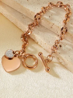Bracelet à breloques double cœur pour femme 2026