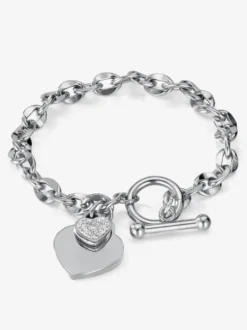 Bracelet à breloques double cœur pour femme 2026