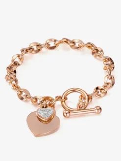 Bracelet à breloques double cœur pour femme 2026