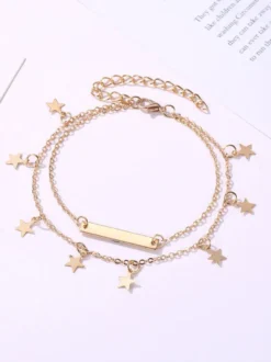 Bracelet de cheville avec pendentif étoiles plaqué or doux en couches