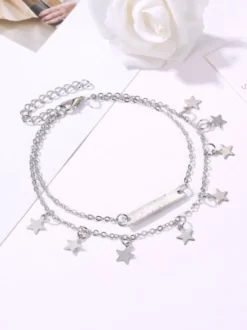 Bracelet de cheville avec pendentif étoiles plaqué or doux en couches