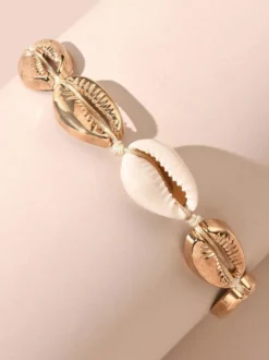 Bracelet Pour Femme Blond Crochet Shell Non Pierre Rectangulaire Mariner Chaîne Tricot Bracelets