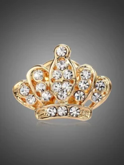 Broche couronne en strass épingle de revers en cristal brillant bijou pour costume manteau décoration de mariage ou de fête