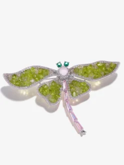 Broche libellule en pierre verte scintillante accessoire élégant pour costume