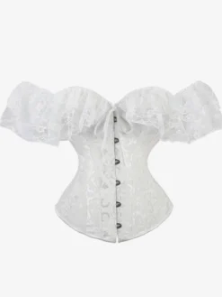 Bustier Corset Femme en Dentelle avec Bretelles à Col Décolleté Coupe Cintrée Unicolore