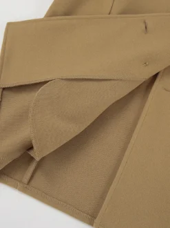 Caban camel croisé pour femme - Coupe carrée minimaliste à revers cranté - Collection streetwear printemps 2026 au luxe discret