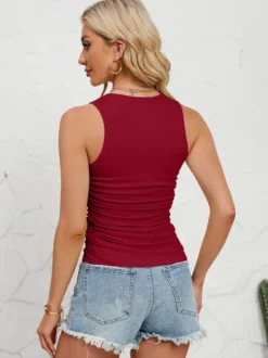 Camisole Moulant Bordeaux Chic Polyester Femmes Camis Top