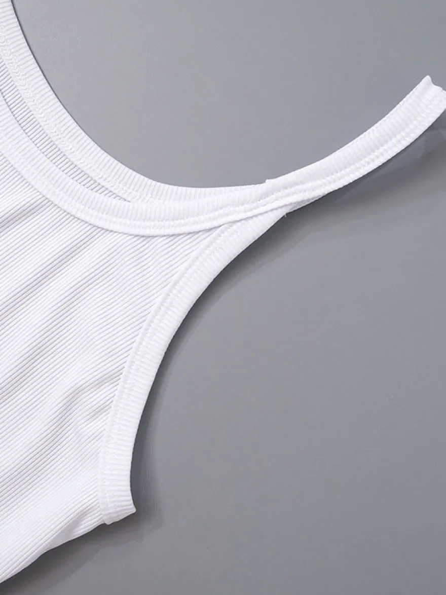 Camisole Simple De Cow-boy Blanche À Col En U Pour Femme