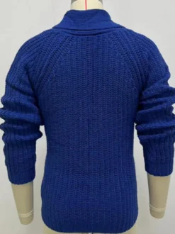 Cardigan Homme Pulls Simple Manches Longues Bleu
