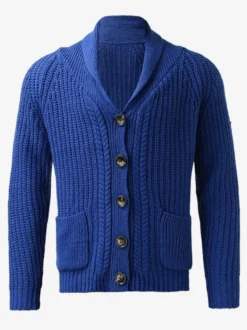 Cardigan Homme Pulls Simple Manches Longues Bleu