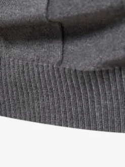 Cardigan Homme Pull Tricot Col Haut Hiver Café Marron Jaune