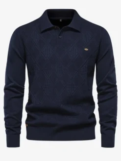 Cardigan Homme Pull Tricot Col Rabattu Hiver Noir Bleu