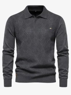 Cardigan Homme Pull Tricot Col Rabattu Hiver Noir Bleu
