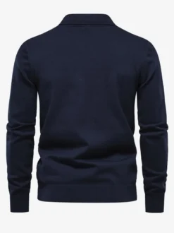 Cardigan Homme Pull Tricot Col Rabattu Hiver Noir Bleu