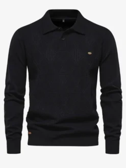 Cardigan Homme Pull Tricot Col Rabattu Hiver Noir Bleu